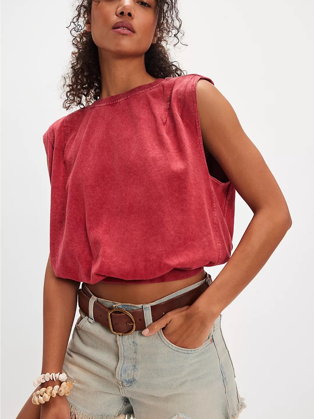 Free People Washed Red Sleeveless Crop Top